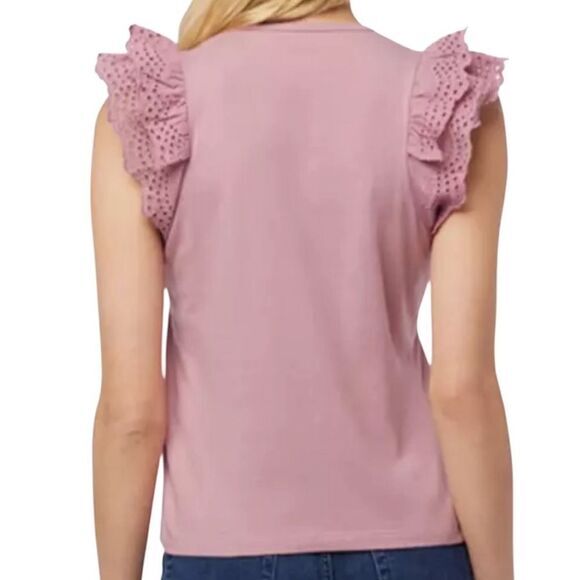 Joe's Women's Top Size XS Eyelet Layered Flutter Sleeve Blouse Rose NWT $148 - Picture 2 of 10